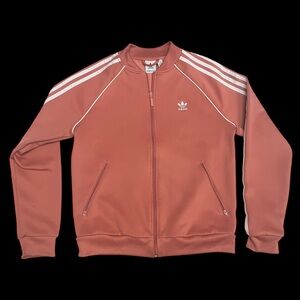 Adidas Women’s Pink Track Jacket with Full-Length Zipper, size Medium